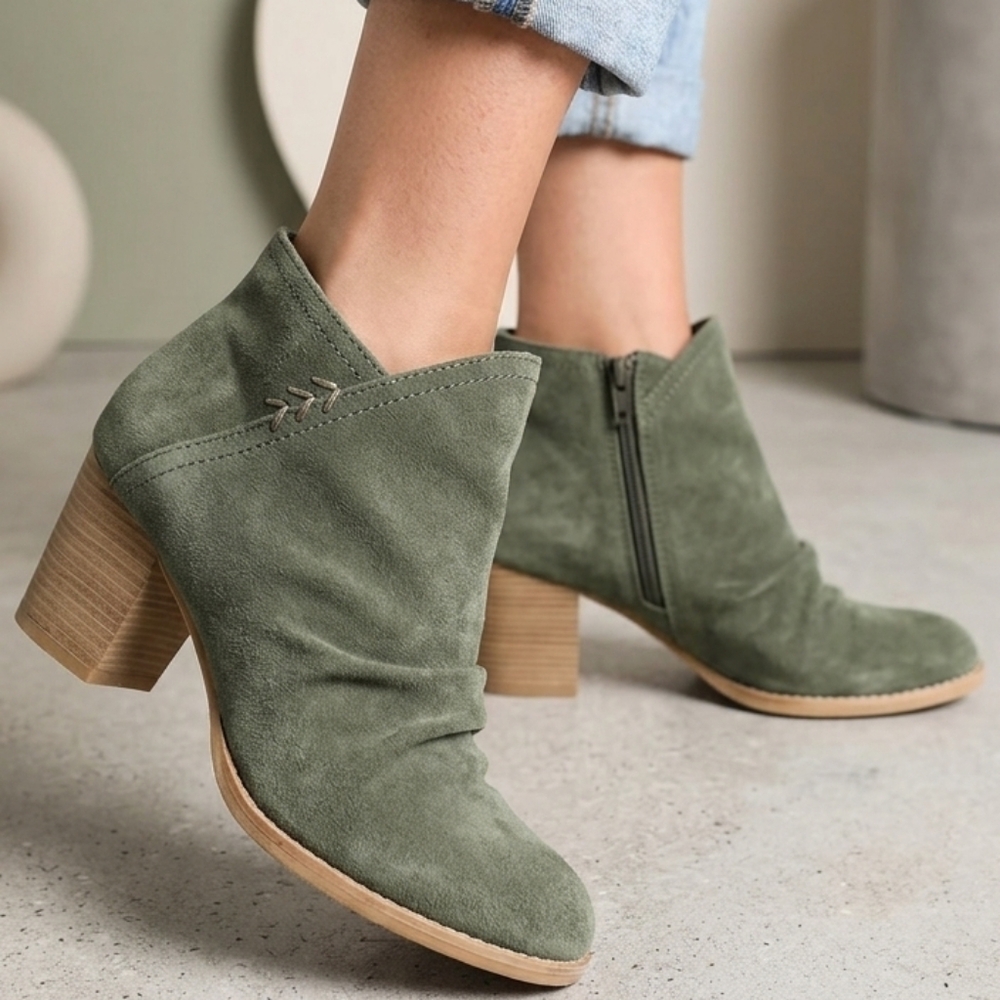 Green Suede Ankle Boots